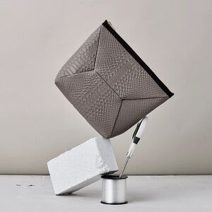 X-POUCH CLUTCH / TAUPE PYTHON Textured Gray Clutch